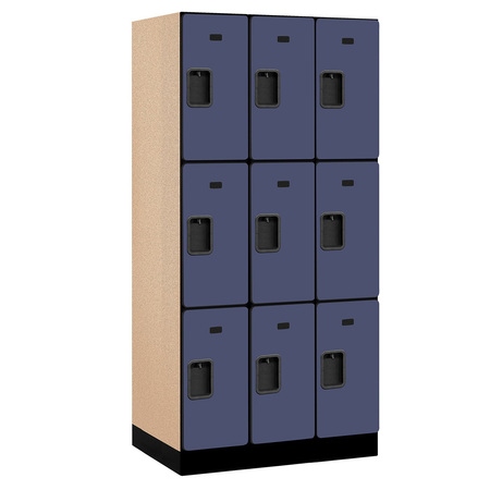 SALSBURY INDUSTRIES Wardrobe Locker, 36" W, 21" D, 76" H, (3) Wide, (9) Openings, Blue 33361BLU